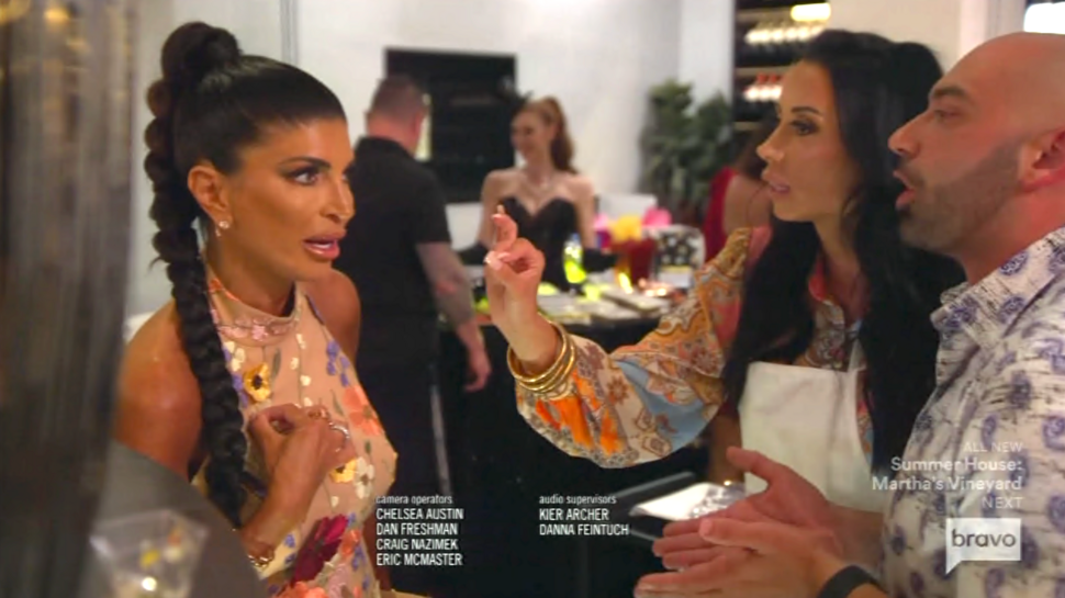 Teresa Giudice faces off with Rachel and John Fuda on the season 14 premiere of 'The Real Housewives of New Jersey.'