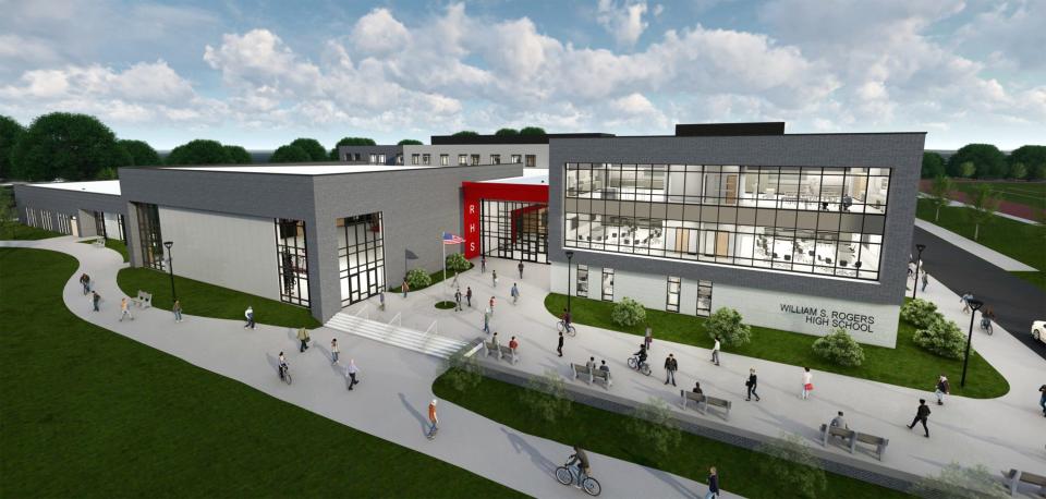 This rendering shows the new Rogers High School.