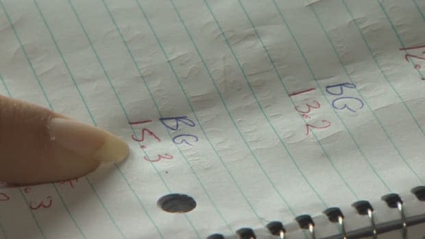 The family keeps a logbook, tracking his blood glucose levels before and after every meal and snack. Dean said Bellemey's target level is between 4 and 10 mmol/L, but it's often much higher.