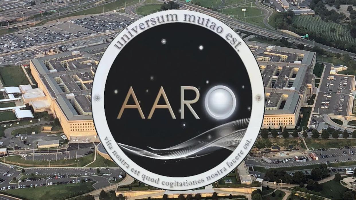  A seal reading "AARO" above the Pentagon. 