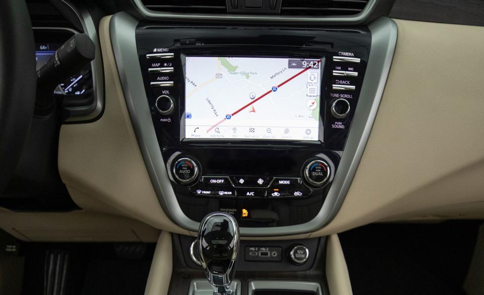 <p>An updated infotainment system finally rids the Murano of its VCR-style screen.</p>