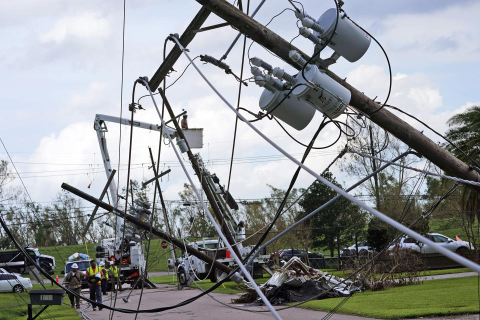 Image: Downed power lines in Waggaman, La. (Steve Helber / AP file)