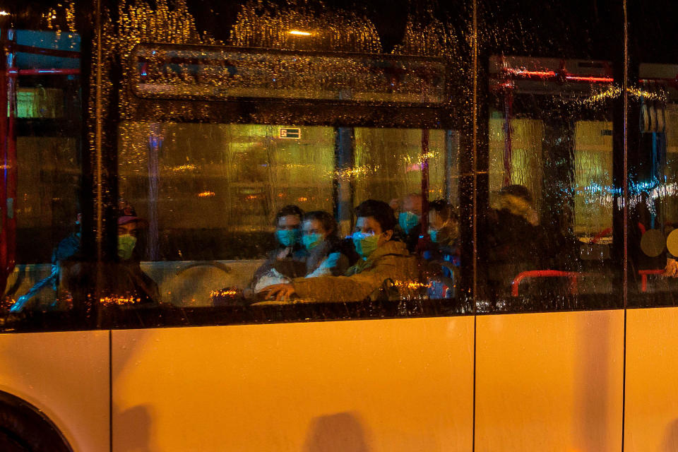 Evacuees from Wuhan, mostly German nationals, leave Frankfurt’s main airport on Feb. 1 | Thomas Lohnes—AFP/Getty Images