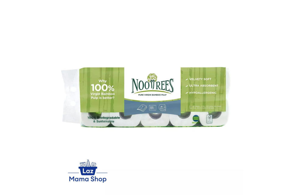 Nootrees Bamboo Ecoluxe 3-Ply Bathroom Tissue - 10 Rolls. (Photo: Lazada SG)