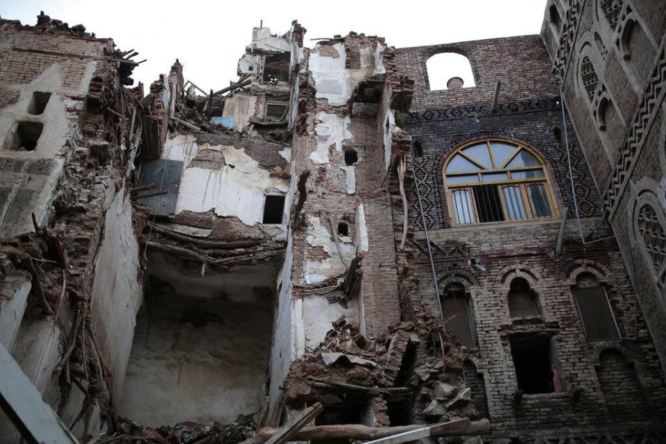 Die Altstadt von Sanaa nach heftigem Regen und Überschwemmungen