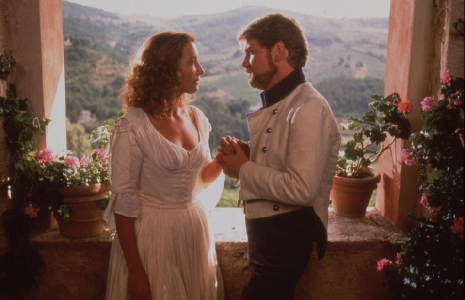 The feisty Beatrice (Emma Thompson) and confirmed bachelor Benedick (Kenneth Branagh) take a momentary break from their romantic bickering in Branagh’s 1993 film adaptation of one of Shakespeare’s most popular comedies, “Much Ado About Nothing.”