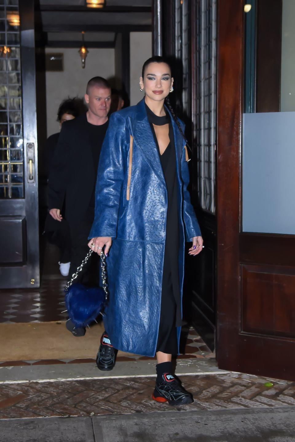 new york, new york   november 30 dua lipa seen out and about in manhattan on november 30, 2022 in new york city photo by robert kamaugc images