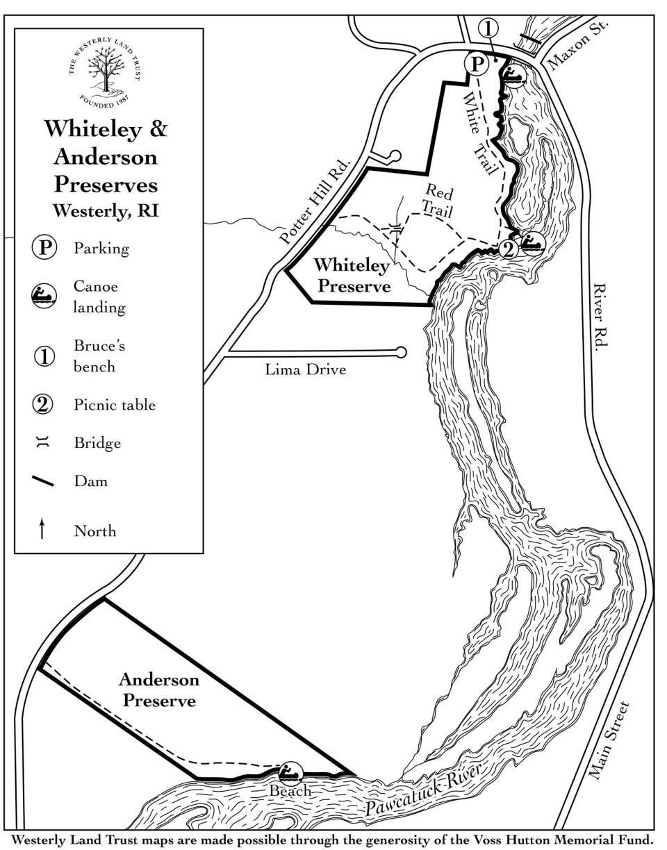 A map of the Flora Whiteley Preserve.