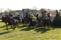 Britain Horse Racing - Grand National Festival - Aintree Racecourse - 8/4/17 Sam Waley-Cohen falls off the The Young Master during the 5:15 Randox Health Grand National Action Images via Reuters / Andrew Boyers Livepic