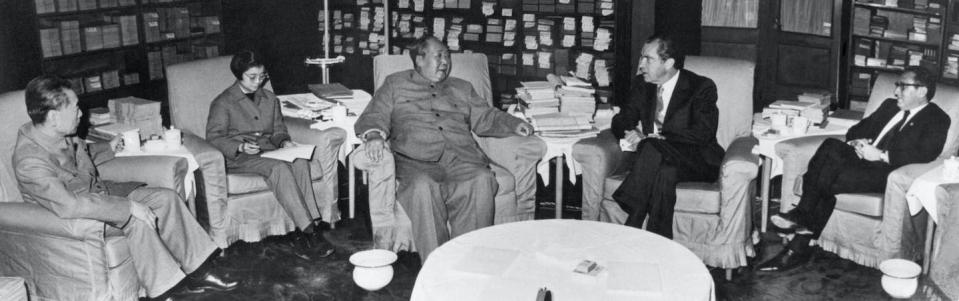 Nixon in China. <a href="https://www.gettyimages.com/detail/news-photo/peking-china-president-richard-m-nixon-confers-with-chinese-news-photo/515401848?adppopup=true" rel="nofollow noopener" target="_blank" data-ylk="slk:Bettmann/Getty Images;elm:context_link;itc:0;sec:content-canvas" class="link ">Bettmann/Getty Images</a>