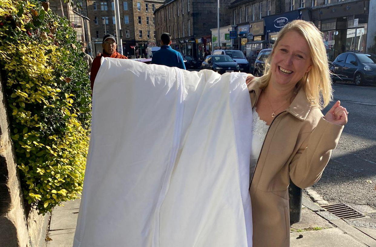 Daisy Welsh bought her wedding dress for just £340 from a charity shop. (SWNS)