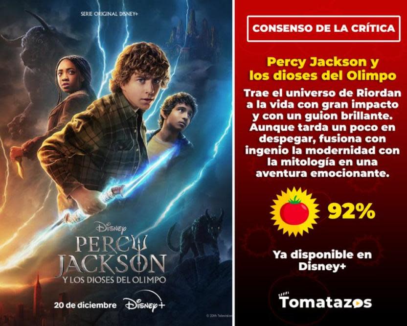 Calificación de la crítica de Percy Jackson y los Dioses del Olimpo (Crédito: Tomatazos)