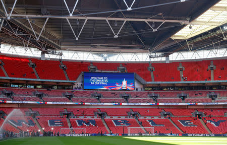 FILE PHOTO: FA Cup Final - Chelsea vs Manchester United - Wembley Stadium, London, Britain - May 19, 2018 General view before the match Action Images via Reuters/Andrew Couldridge/File Photo