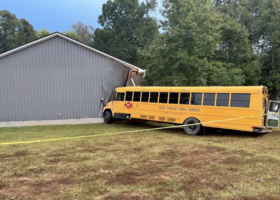 The school bus had 18 children on board when it crashed into Lloyd Septic. / Credit: Alamance-Burlington School System