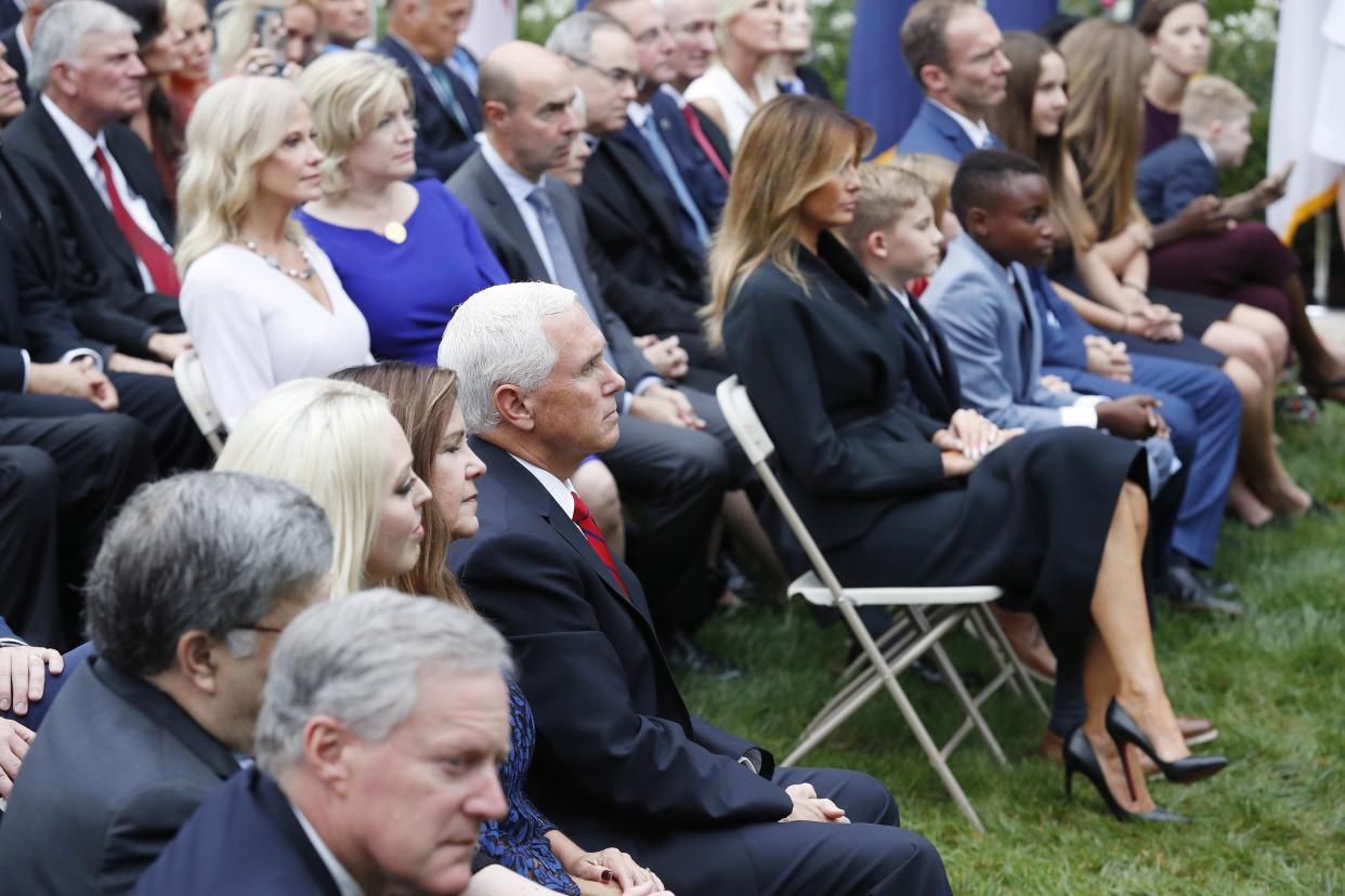 First lady Melania Trump at the White House superspreader event on 26 September (EPA)