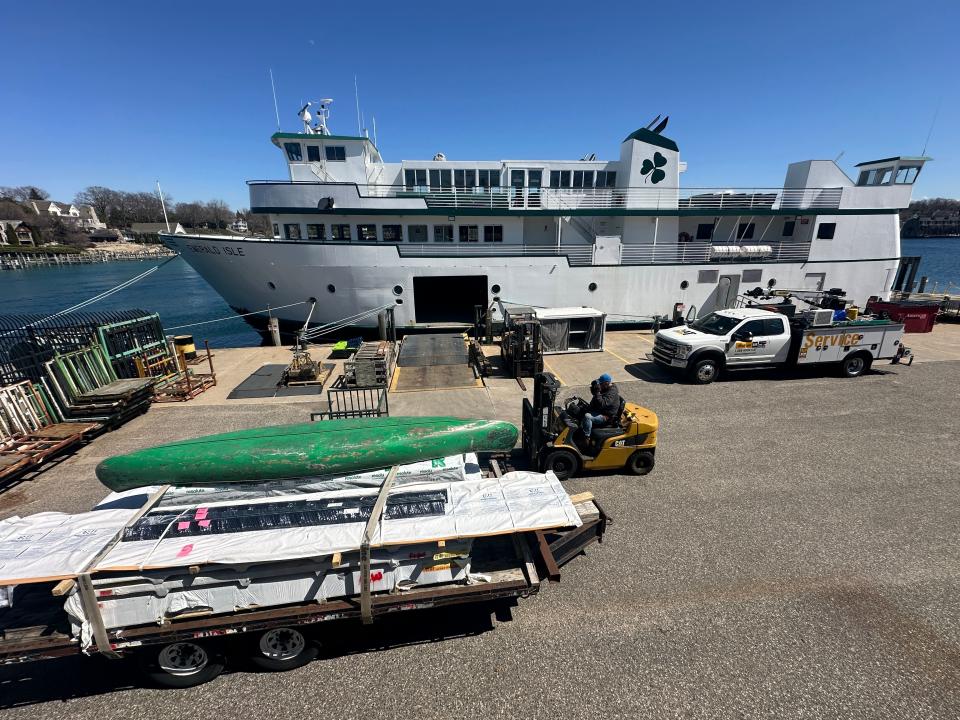 Work continues on the Emerald Isle in Charlevoix on April 15.