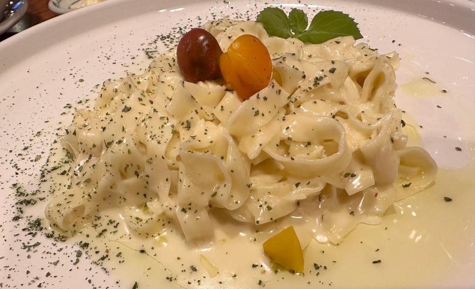Fettuccine alfredo, authentically prepared without the addition of cream, was the perfect sauced accompaniment to Chef Angela Marie Perkins' scratch-made pasta.