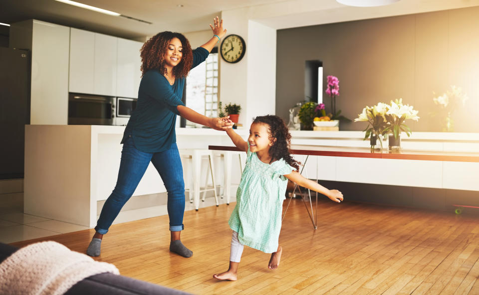 &ldquo;We use Google Home to play fun songs to dance to before school! Makes waking up a bit more fun,&rdquo; one parent shared. (Photo: PeopleImages via Getty Images)