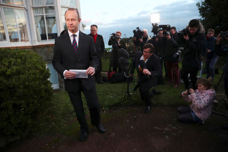 Henry Bolton, the leader of UKIP (United Kingdom Independence Party) gives a statement in Folkestone, Britain, January 22, 2018. REUTERS/Hannah McKay