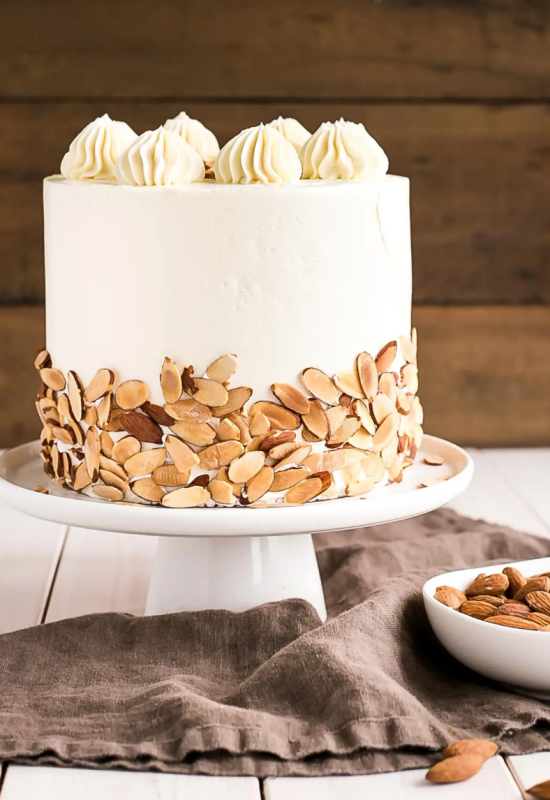 <p>Liv for Cake</p><p>This almond amaretto cake is a must for any almond lover! Almond cake layers infused with Amaretto liqueur paired with classic vanilla buttercream.</p><p><strong>Get the recipe: <a href="https://livforcake.com/almond-amaretto-cake/" rel="nofollow noopener" target="_blank" data-ylk="slk:Almond Amaretto Cake;elm:context_link;itc:0;sec:content-canvas" class="link ">Almond Amaretto Cake</a></strong></p>