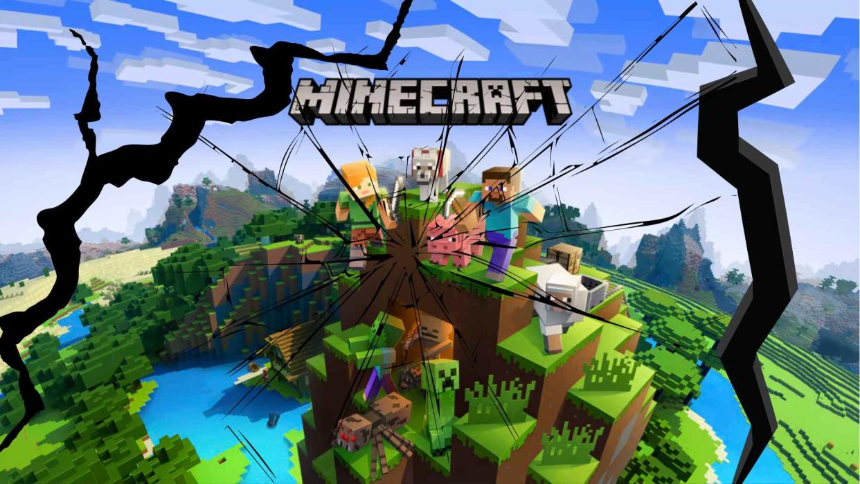  Image of Minecraft logo cracked. 