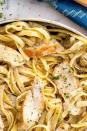 <p>Oh, chicken alfredo: It's the classic pasta we just can't seem to get enough of. Of course there are tons of jarred pasta sauces you can buy, but making alfredo from-scratch is actually so easy.</p><p>Get the <a href="https://www.delish.com/uk/cooking/recipes/a28852601/one-pot-chicken-alfredo-recipe/" rel="nofollow noopener" target="_blank" data-ylk="slk:One-Pot Chicken Alfredo;elm:context_link;itc:0;sec:content-canvas" class="link ">One-Pot Chicken Alfredo</a> recipe.</p>