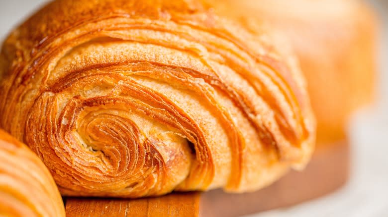 Flaky croissant closeup