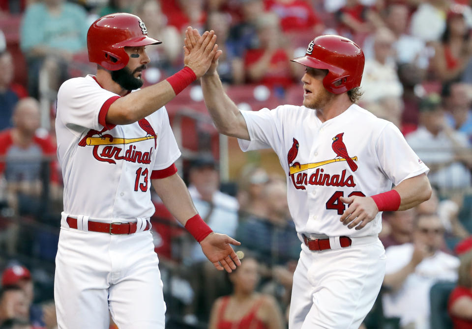 Matt Carpenter (left) and Harrison Bader have been carrying the Cardinals offense of late (AP Photo/Jeff Roberson)