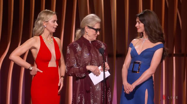 <p>Netflix</p> Emily Blunt, Meryl Streep, Anne Hathaway, SAG Awards 2024