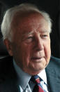 In this May 10, 2012 photo, author David McCullough, two-time Pulitzer Prize winner for books "Truman" and "John Adams," speaks during an interview in New York. McCullough is celebrating the 40th anniversary of his book "The Great Bridge," which has just been reissued with a new introduction by the 78-year-old writer. (AP Photo/Bebeto Matthews)