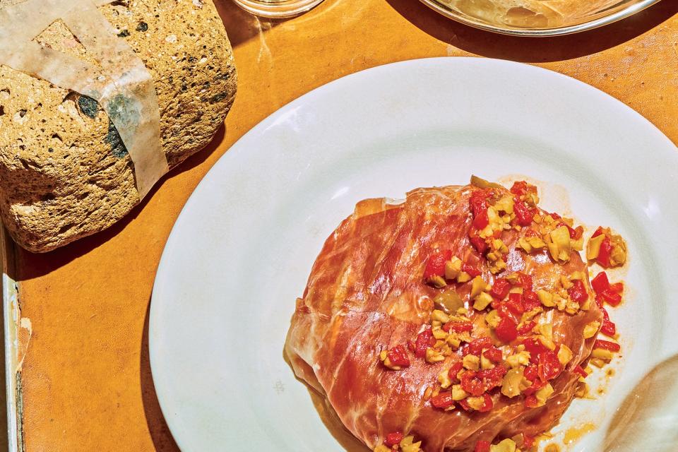 Jamón-Wrapped Spanish Tortilla With Piquillo Relish