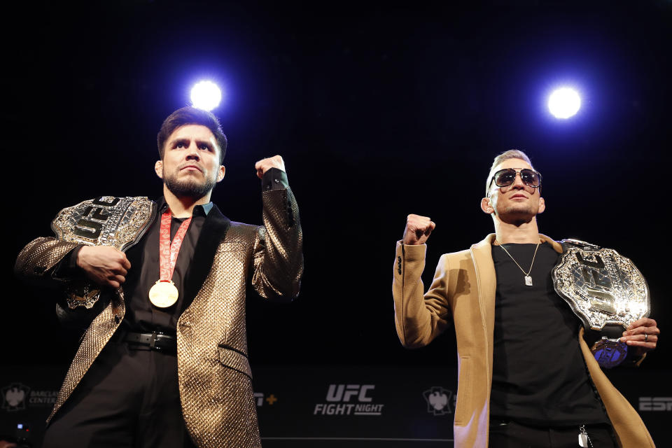 Henry Cejudo puts his flyweight belt on the line against bantamweight champion T.J. Dillashaw on Saturday at Barclays Center in Brooklyn. (Michael Owens/Zuffa LLC/Zuffa LLC)