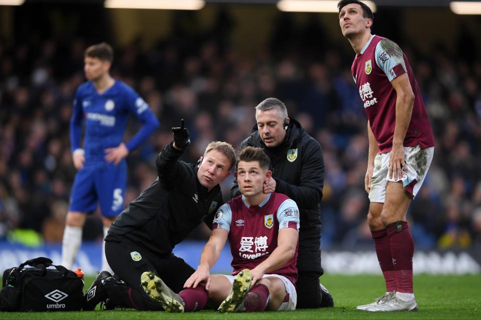 <p>James Tarkowski being tested for concussion</p> (Getty Images)