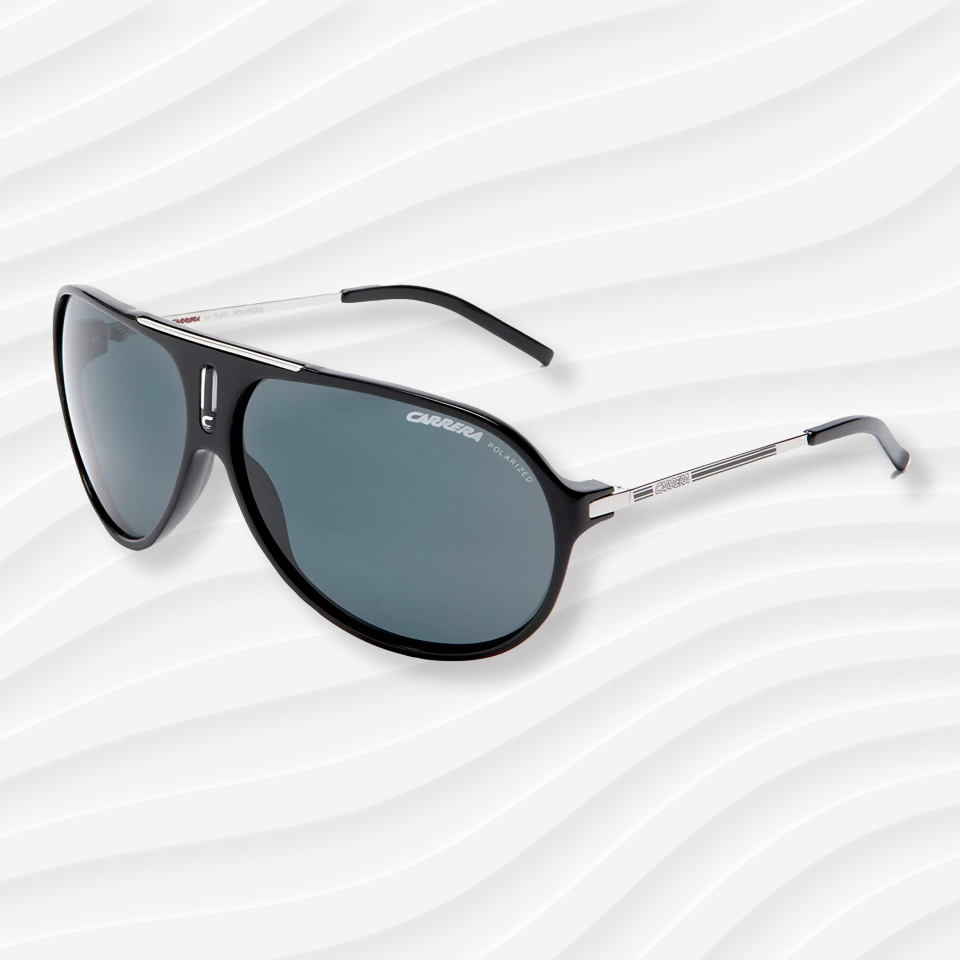 the carrera hot aviator sunglasses on a white wavy background