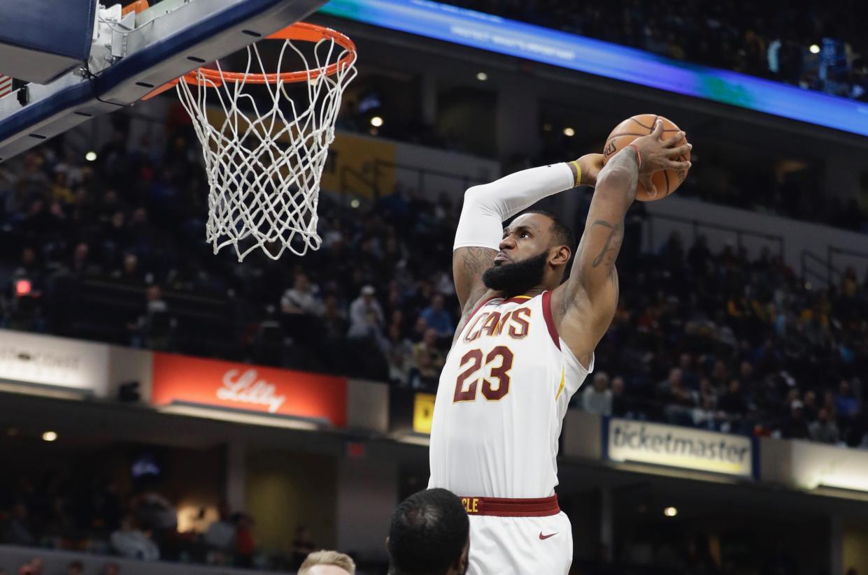 LeBron James got a special request to put Lonzo Ball on a poster. (AP)