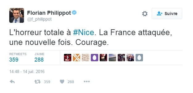 Florian Philippot, vice-président du FN, a également fait part de son émotion.