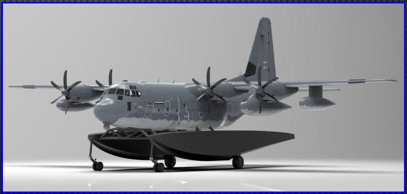 AFSOC MC-130J Commando II float amphibious plane rendering