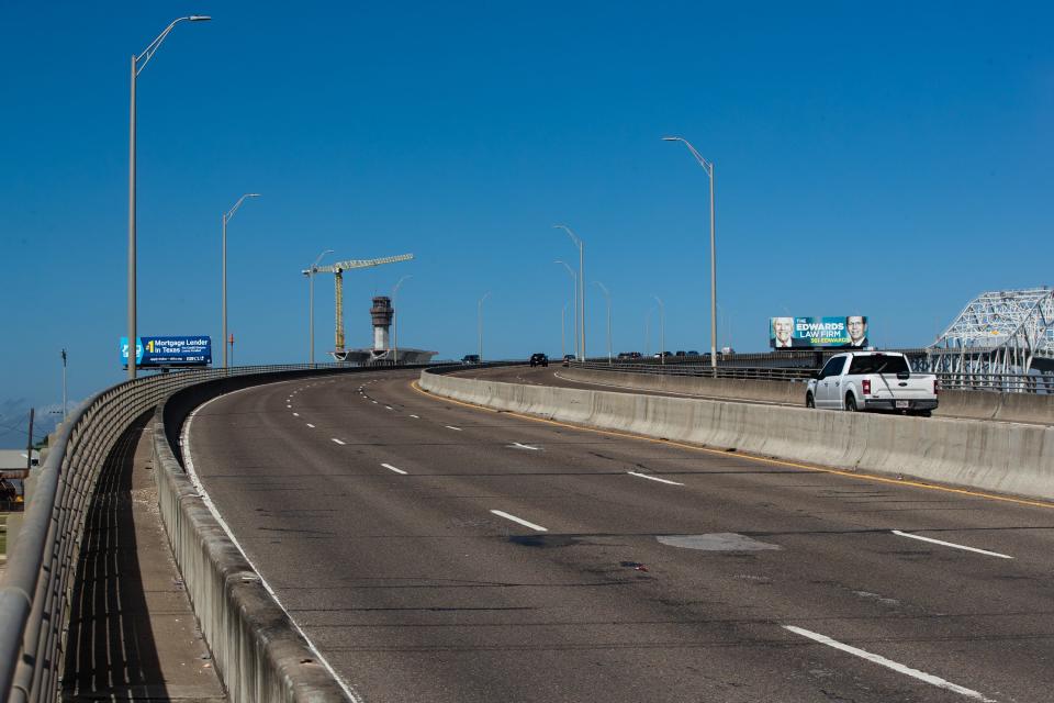 Cars begin to travel southbound on the Harbor Bridge after a closure of the southbound lanes on Thursday, Nov. 3, 2022, in Corpus Christi, Texas.