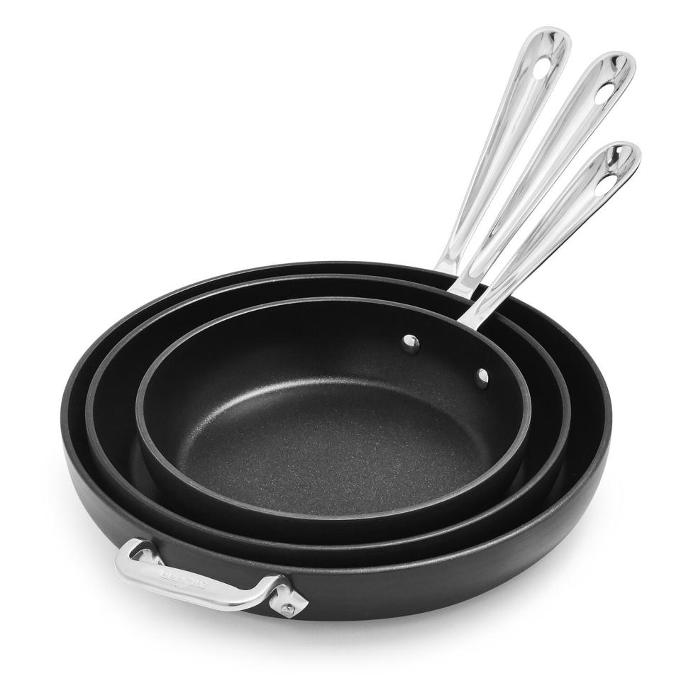 5) All-Clad HA1 Nonstick Set of 3 Skillets, 8", 10" and 12"