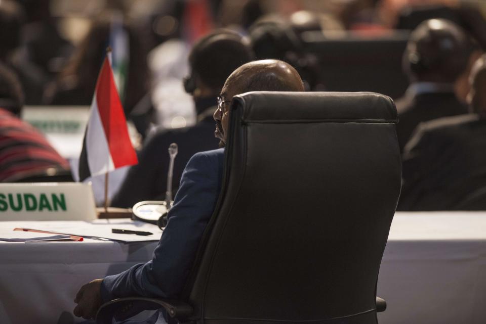 Sudanese President Omar al-Bashir joined a group photograph of leaders at the African Union summit in Johannesburg on Sunday despite the International Criminal Court calling for him to be arrested at the event.  (Mujahid Safodien / AFP via Getty Images)