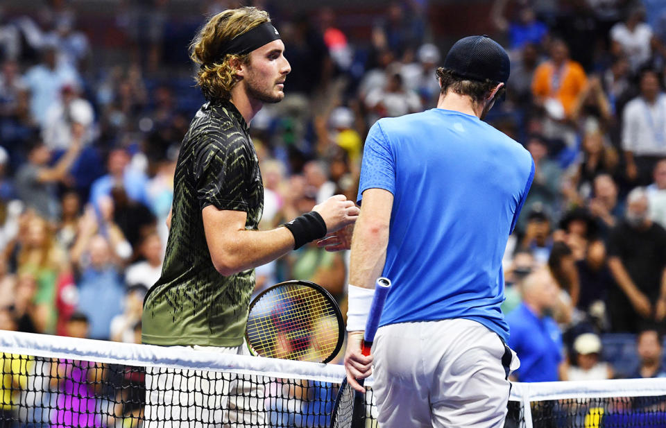 Andy Murray and Stefanos Tsitsipas, pictured here after their clash at the US Open in 2021.