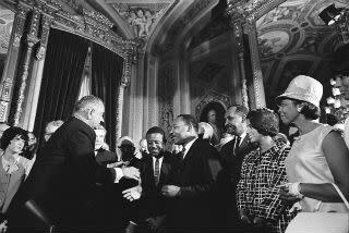 The signing ceremony for the Voting Rights Act of 1965