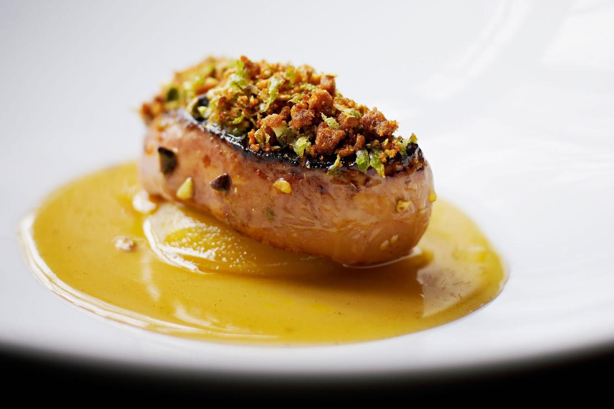 Foie gras on a plate in a restaurant