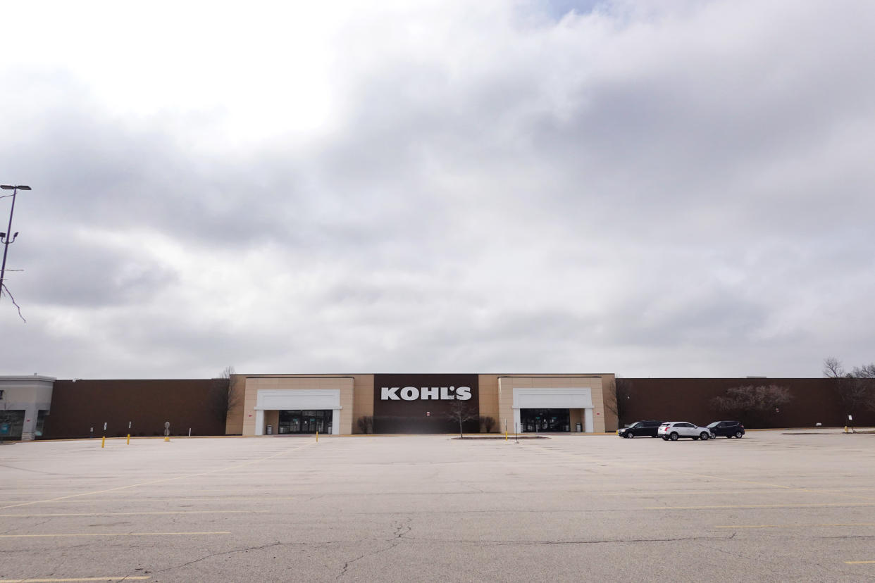 ROCKFORD, ILLINOIS  - MARCH 24: The parking lot is nearly deserted in front of the Kohl's store at Forest Plaza on March 24, 2020 in Rockford, Illinois. Forest Plaza is a shopping mall with more than 30 stores, most of which have been closed as residents of the state deal with a shelter-in-place order in an attempt to curtail the spread of COVID-19. (Photo by Scott Olson/Getty Images)