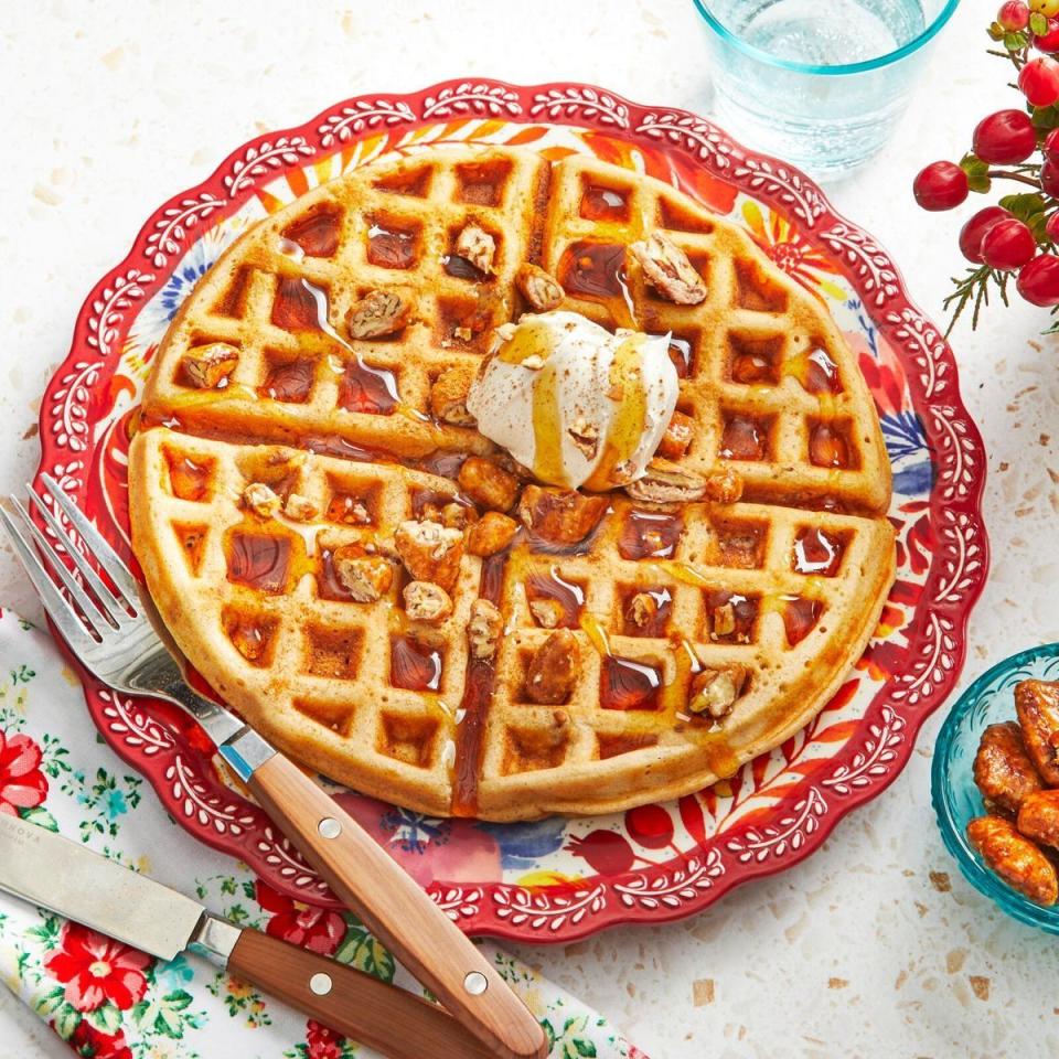mothers day brunch cinnamon pecan yeasted waffles