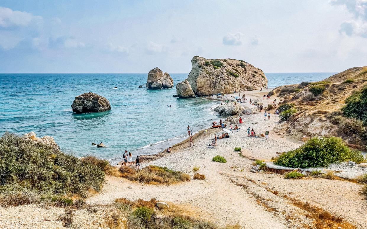 The Birthplace of Aphrodite is a beautiful beach near the city of Paphos in Cyprus