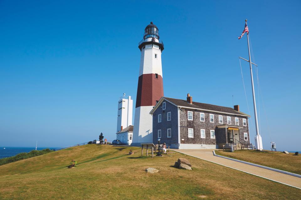 The drive leading up to Montauk Point Lighthouse on Long Island's eastern tip.