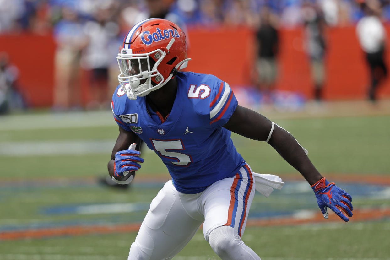 Florida cornerback Kaiir Elam could enter the CB1 discussion in the 2022 NFL draft. (AP Photo/John Raoux)