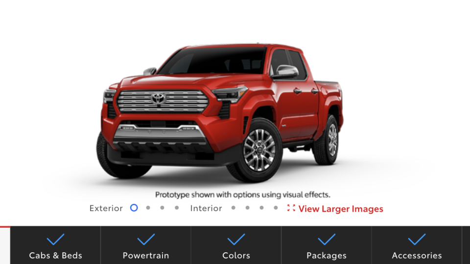 2024 toyota tacoma configurator main screen