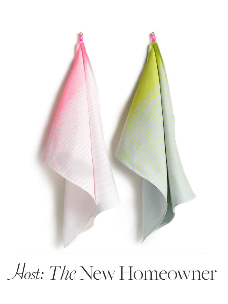 In addition to instantly brightening up a spare, un-lived-in space, dishtowels by cult Copenhagen store Hay come in handy long after the move. $32